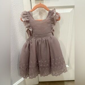 Elegant Lavender Kids Dress with Lace Details
